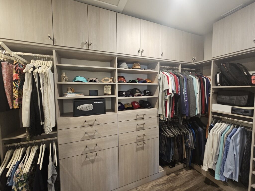 Interior image of a custom-built closet